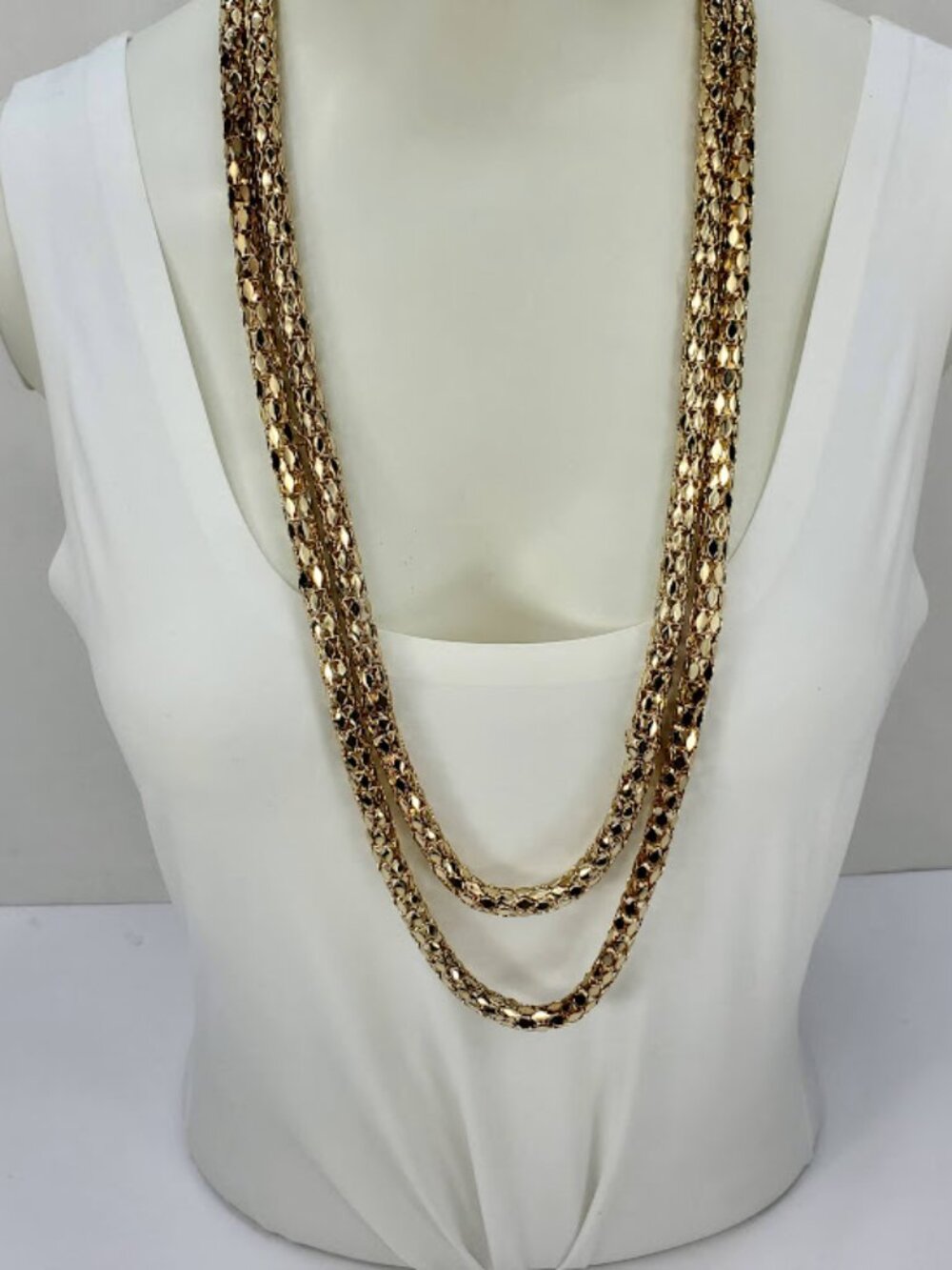 Vintage Goldtone Snake Link Infinity Necklaces